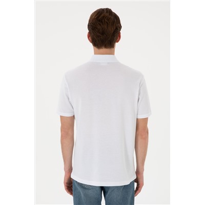 Erkek Regular Fit Polo Yaka Beyaz Basic Tişört