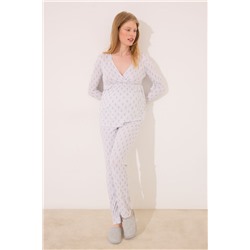 Pijama largo "maternity" soft touch gris