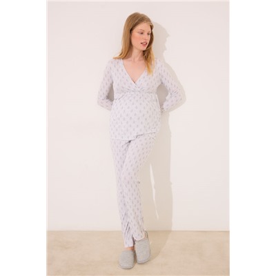 Pijama largo "maternity" soft touch gris