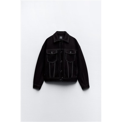 FELT TEXTURE JACKET WITH TOPSTITCHING