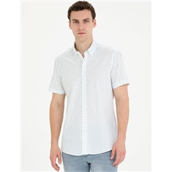 Açık Lacivert Slim Fit Kısa Kollu Gömlek