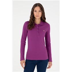 Kadın Menekşe Basic Polo Yaka Sweatshirt