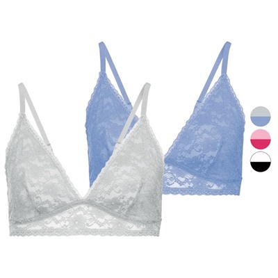 ESMARA® Bralettes Damen, 2 Stück, mit verstellbaren Trägern