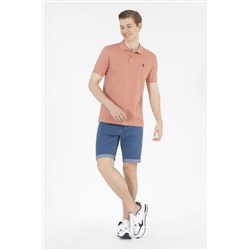 Erkek Pudra Basic Polo Yaka Tişört