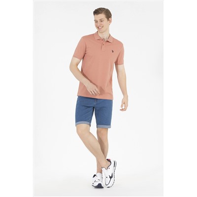Erkek Pudra Basic Polo Yaka Tişört