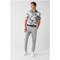 Avva Erkek Gri Yandan Cepli Armürlü Slim Fit Dar Kesim Esnek Chino Kanvas Pantolon E003008