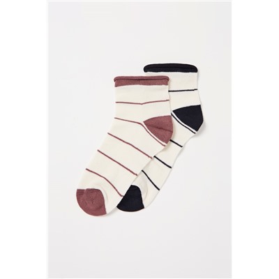 2 pares de calcetines Crudo y rojo frambuesa