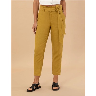 Yeşil Carrot Fit Keten Pantolon