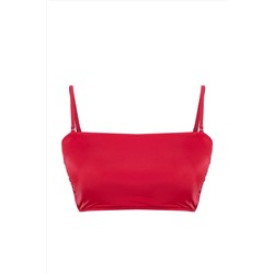 Kırmızı Straplez İp Askılı Büyük Beden Bikini Üstü TBBSS23CT00013