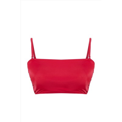 Kırmızı Straplez İp Askılı Büyük Beden Bikini Üstü TBBSS23CT00013