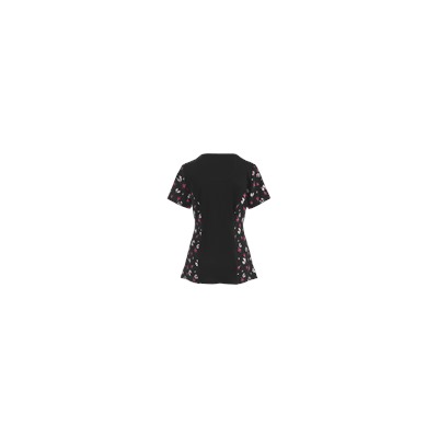 Cherokee Infinity Scrubs Flower The Leader Black Antimicrobial Print Top