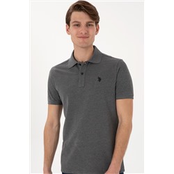 Erkek Slim Fit Polo Yaka Antrasit Melanj Basic Tişört