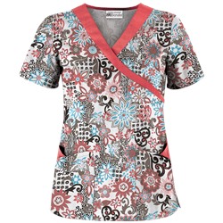 UA Bali Garden White Print Scrub Top