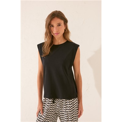 Camiseta sin tirantes 100% algodón negro