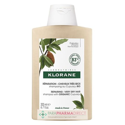 Klorane Beurre de Cupuaçu BIO Shampooing Réparation - Cheveux Très Secs 200ml