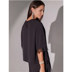 Блузка свободная из креп-шифона с кружевом