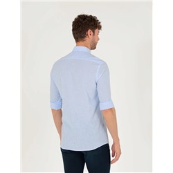Açık Mavi Slim Fit Uzun Kollu Gömlek