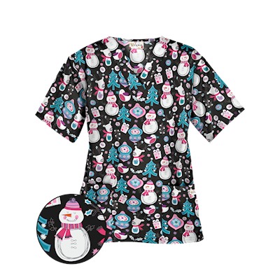 UA Holiday Cheer Black Scrub Top