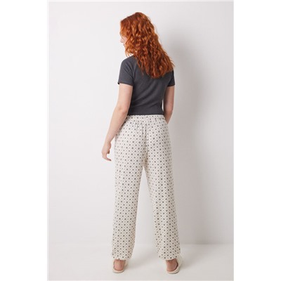 Pantalón largo estampado cuadros y flores