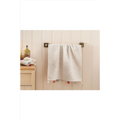 English Home Elite Pamuklu Kadife Jakarlı Yüz Havlusu 50x70 Cm Açık Bej 10039059