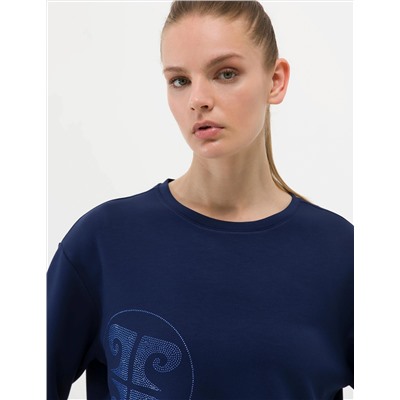 Lacivert Crop Top Sweatshirt