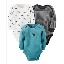 3-Pack Long-Sleeve Thermal Bodysuits