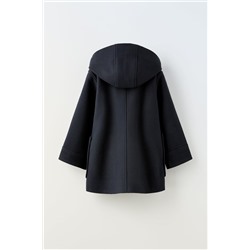 DOUBLE-BREASTED FELT TEXTURE 3/4 LENGTH COAT