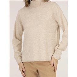 Balıkçı Yaka Krem Melanj Comfort Fit Basic Kazak