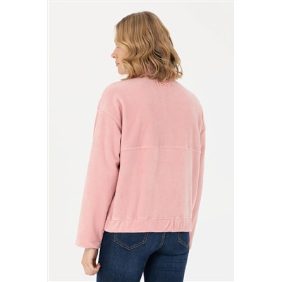 Kadın Pudra Dik Yaka Sweatshirt