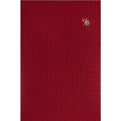 Kadın Bordo Bisiklet Yaka Basic Kazak