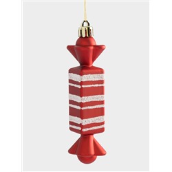 Игрушка елочная, 2 шт, 3х12 см, пластик, красная, Конфеты, New year