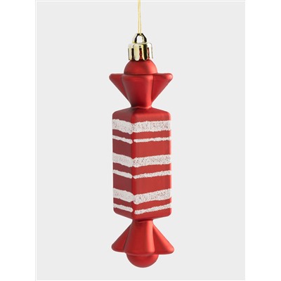 Игрушка елочная, 2 шт, 3х12 см, пластик, красная, Конфеты, New year