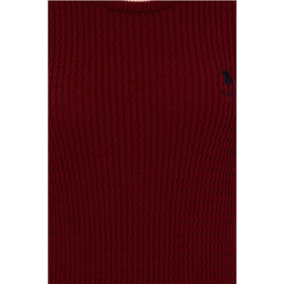 Kadın Bordo Bisiklet Yaka Basic Kazak
