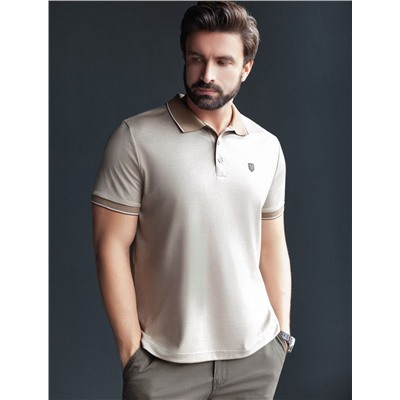 Футболка поло с воротником на пуговицах из полотна пике с меланжевым плетением с эластаном