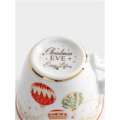 Пара кофейная, 2 перс, 4 пр, 80 мл, фарфор P, белая, Новогодние шары, Christmas Eve