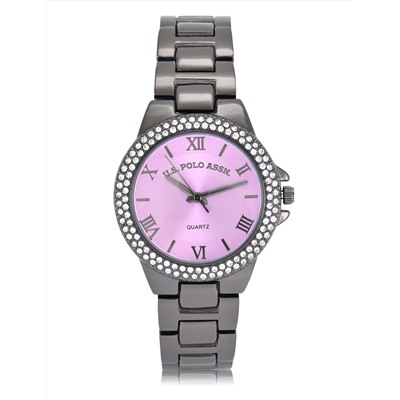 LADIES GUNMETAL EMBELLISHED WATCH