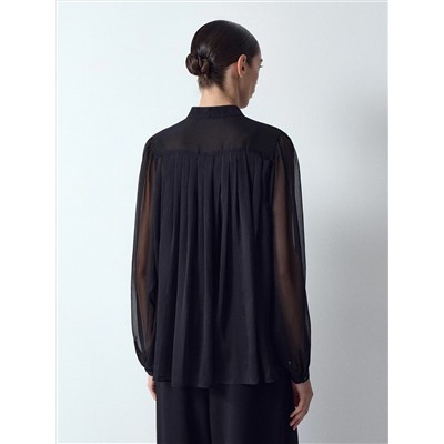 Плиссированная рубашка, B3049/blackbird