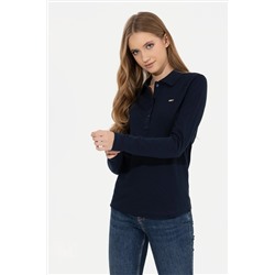 Kadın Lacivert Basic Polo Yaka Sweatshirt