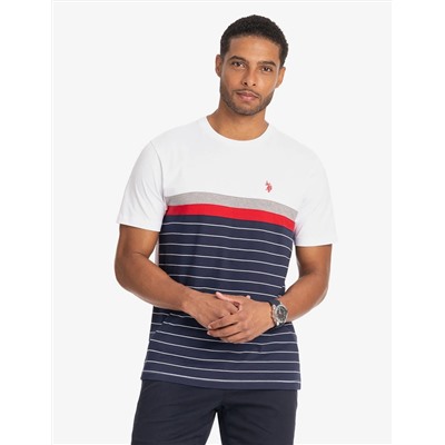 COLOR BLOCK YARN DYE STRIPE T-SHIRT