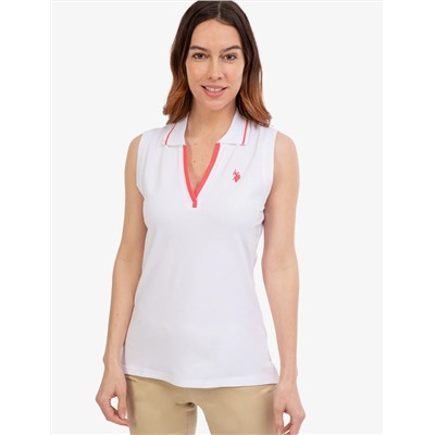 OPEN PLACKET SLEEVELESS POLO SHIRT