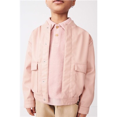 LEATHER EFFECT BOMBER JACKET