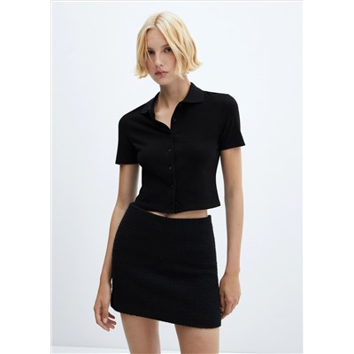 Camiseta crop abotonada