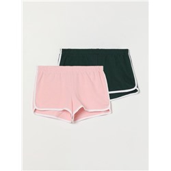 PACK OF 2 PAIRS OF BASIC PLUSH SHORTS WITH PIPING