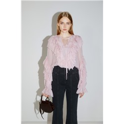 Blusa avolantada de seda Rosa empolvado