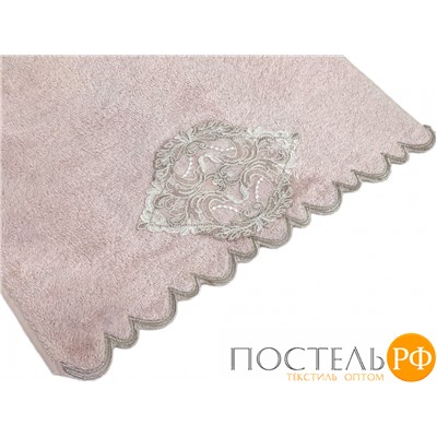 Набор полотенец Карвен "DAMASK"гипюр с кружевом,бамбук 50*90/70*140 HS1716 v3 pudra/пудровый