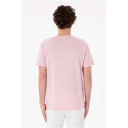 Erkek Regular Fit Bisiklet Yaka Açık Pembe Basic Tişört