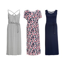 Maxikleid Damen, mit Gummizug und Kordel, mit Viskose
