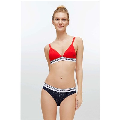 U.S. Polo Assn. Kadın Likralı Pamuklu Yıldız & Puantiyeli Büstiyer Slip Set 79114