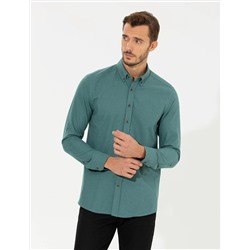 Yeşil Regular Fit Uzun Kollu Gömlek