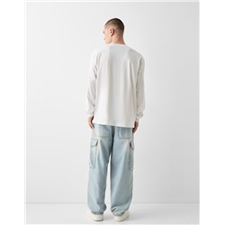 Faded dirty effect skater fit cargo jeans
